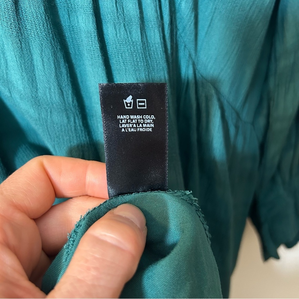 🆕 ANTHROPOLOGIE | NWT Amadi Teal Long Sleeve Midi Dress Size Large - Picture 9 of 11